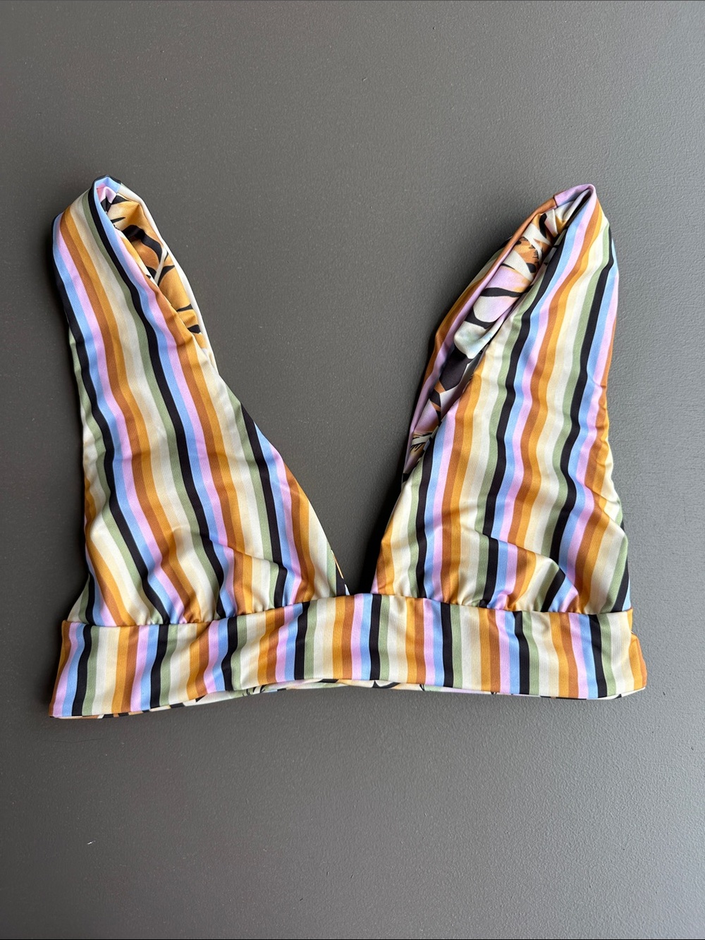 Reversible, striped, and floral Bikini Top